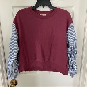 CHARMED HEARTS purple crewneck striped open side sleeves sweatshirt size medium